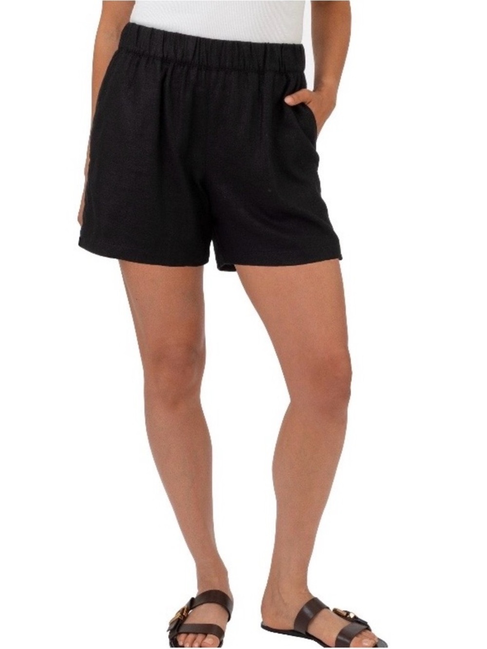 Blank NYC Black Elastic-Waist Casual Shorts